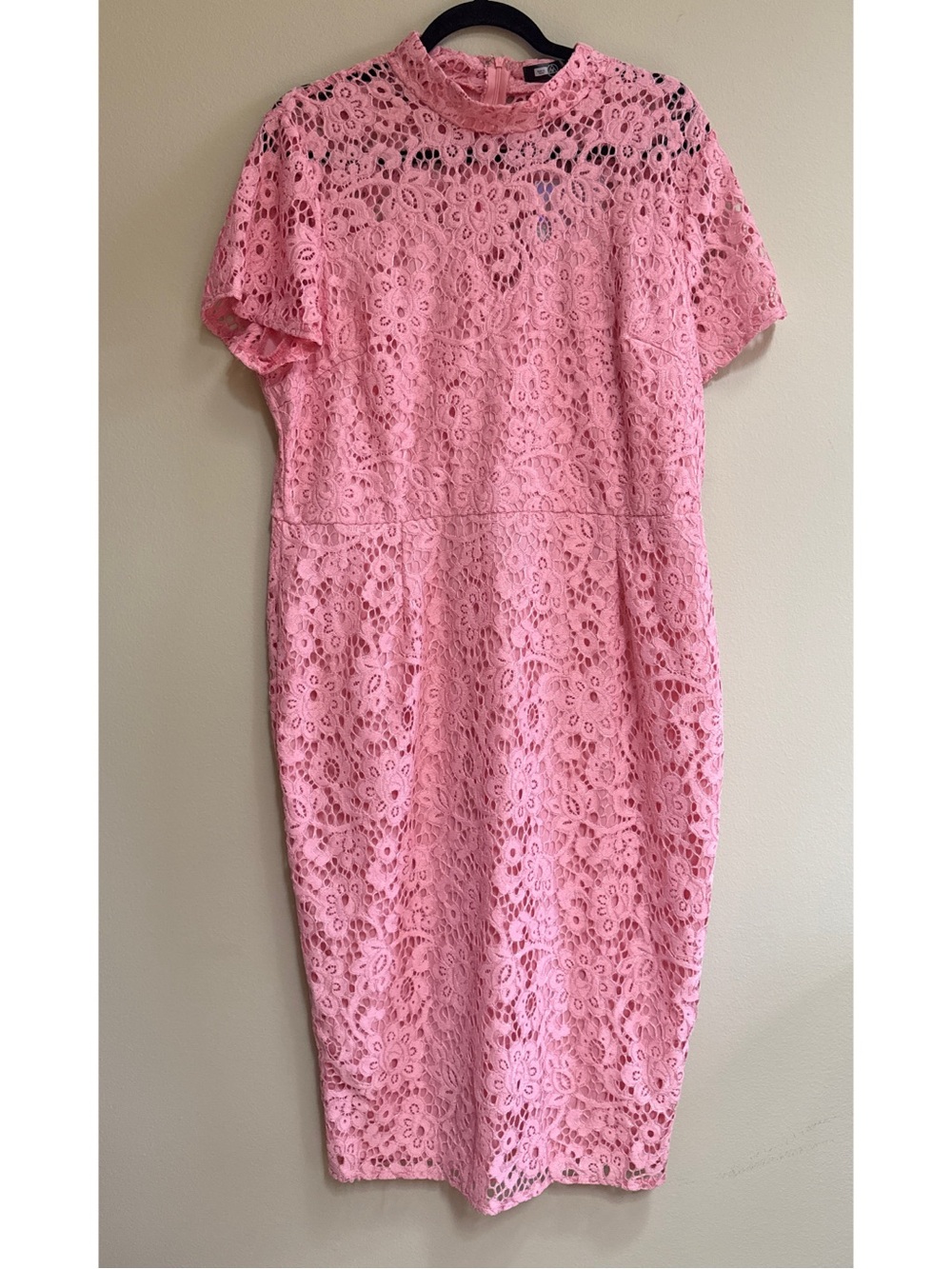Curve Cap Sleeve Pink Lace Midi Dress - Picture 2 of 6